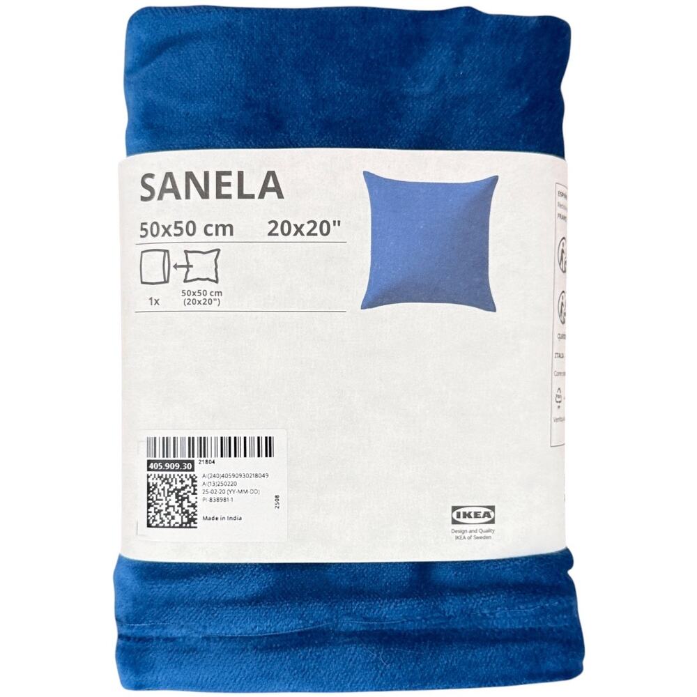IKEA SANELA Blue Velvet Cushion Cover 20" x 20"